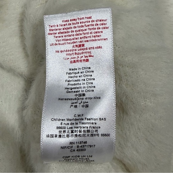 Kenzo Kids‎ Faux Fur Logo Sweater 14Y Fits Women XS Off White K15592 - Picture 6 of 7